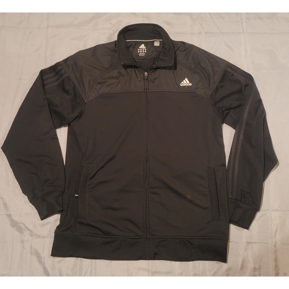 Adidas Men's XL Full Zip‎  Windbreaker Jacket Black RN#88387 EUC